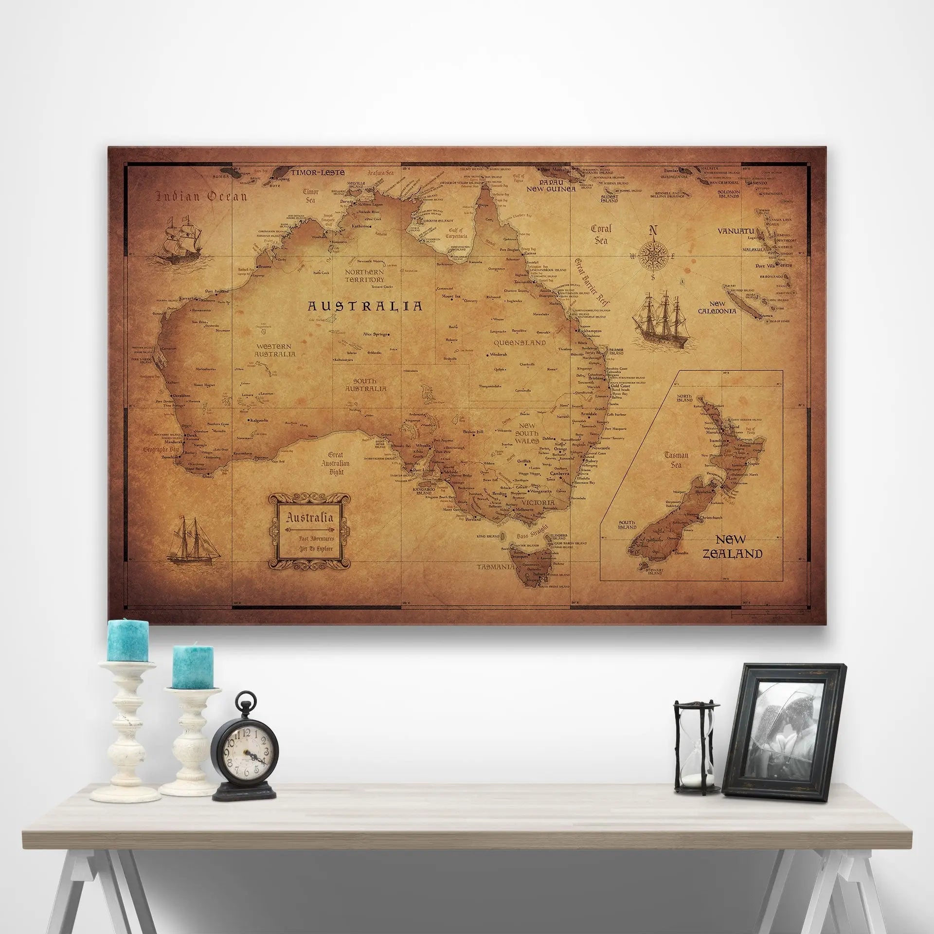 Australia Map Poster - Golden Aged CM Poster