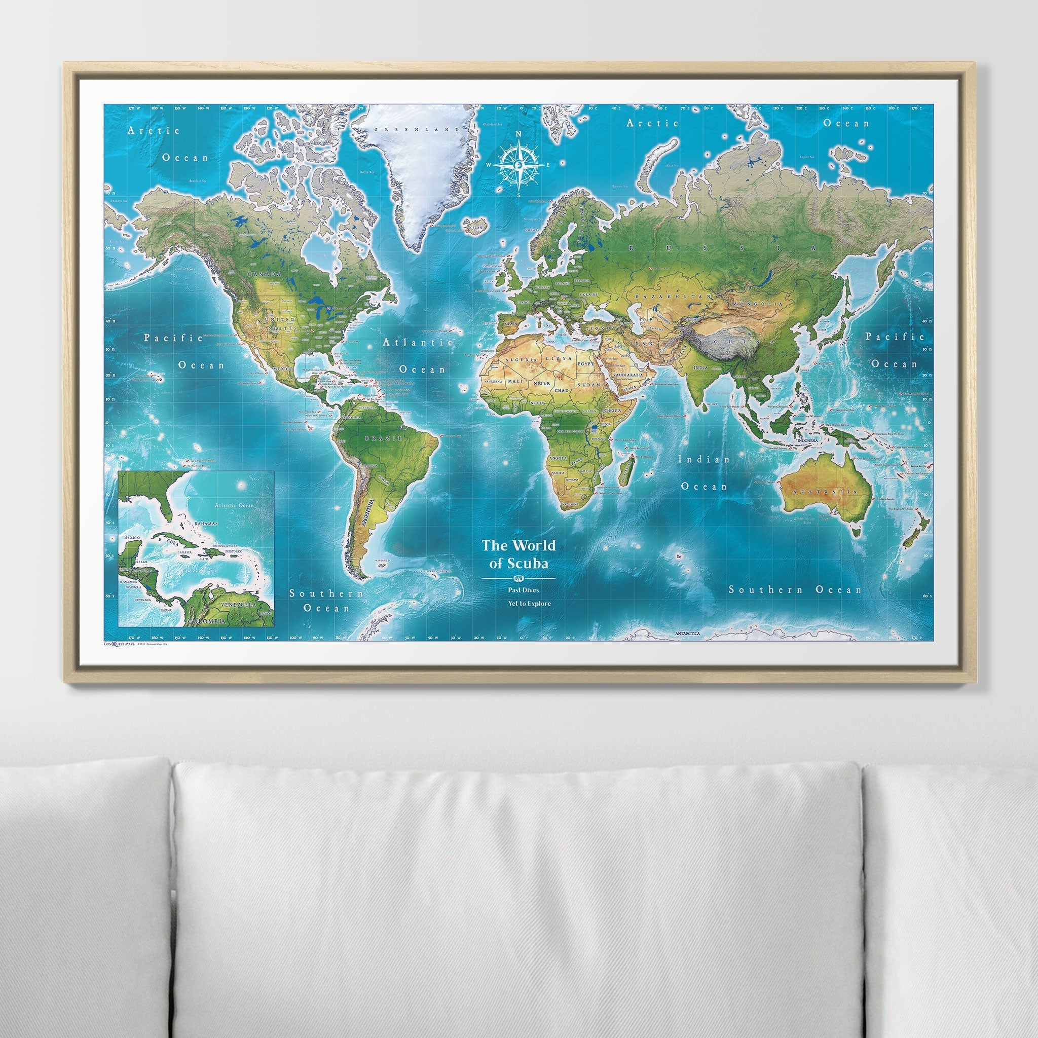Push Pin Scuba World Map (Pin Board) - Archipelago CM Pin Board