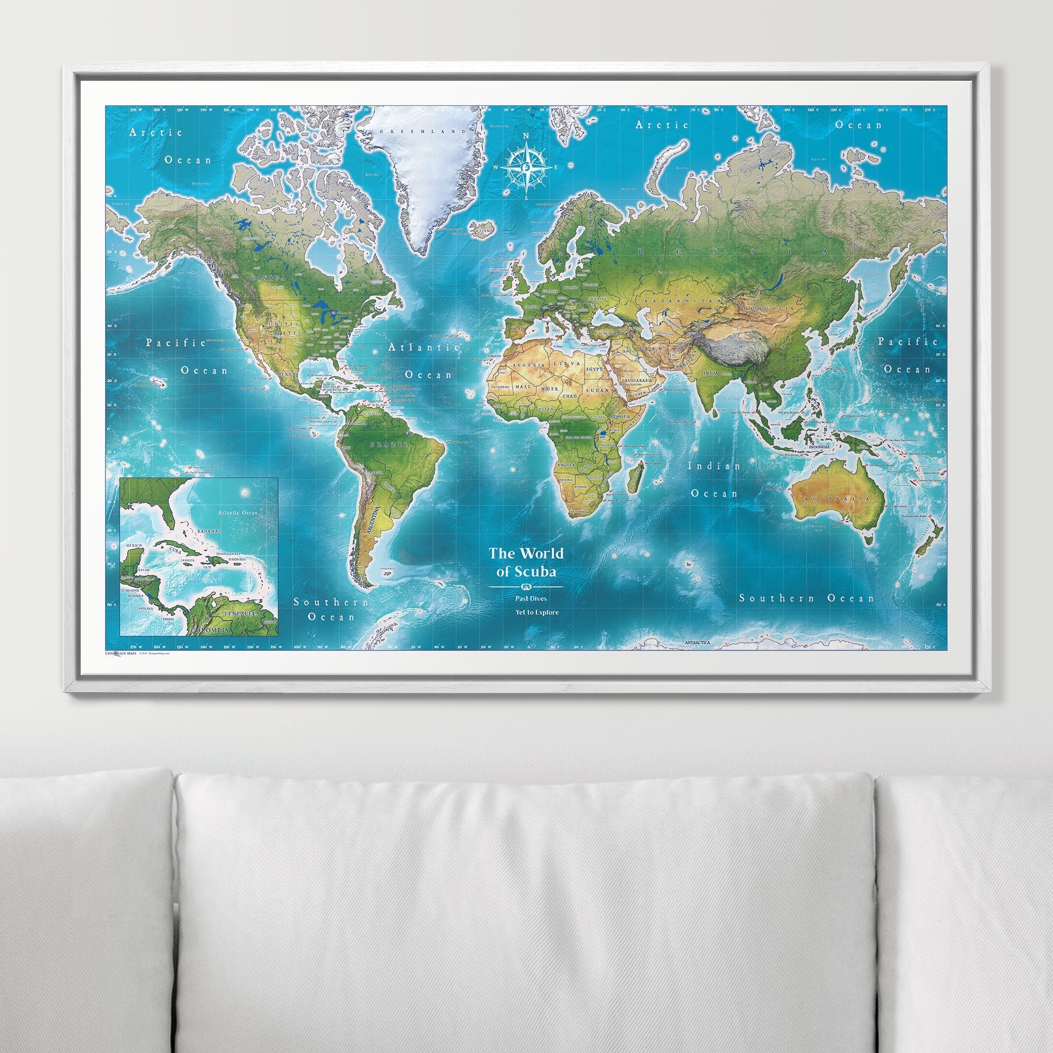 Push Pin Scuba World Map (Pin Board) - Archipelago CM Pin Board
