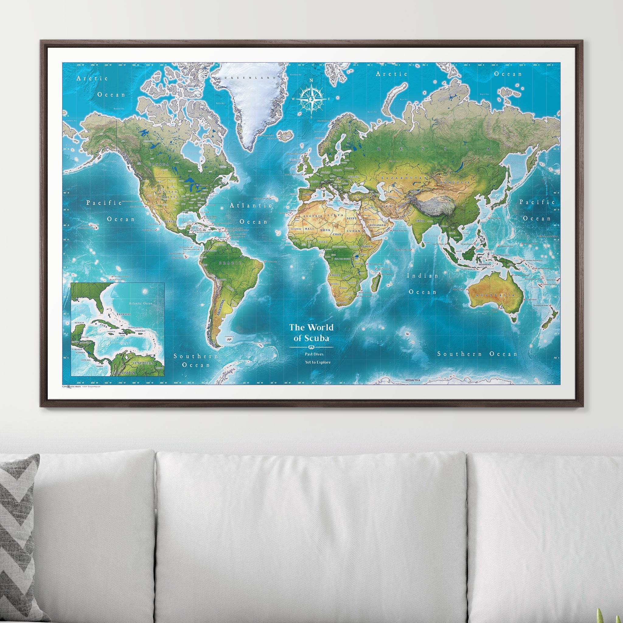 Push Pin Scuba World Map (Pin Board) - Archipelago CM Pin Board