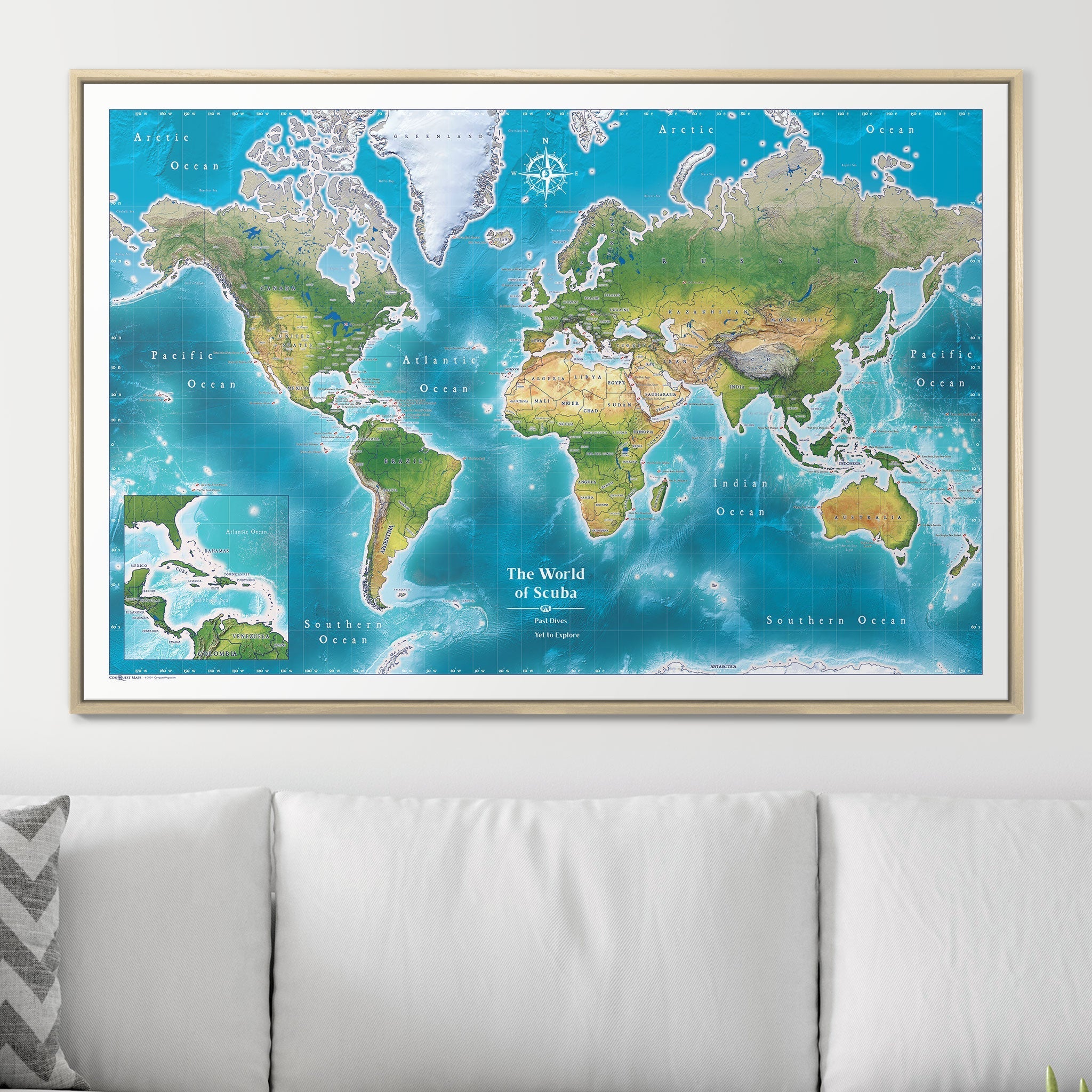 Push Pin Scuba World Map (Pin Board) - Archipelago CM Pin Board