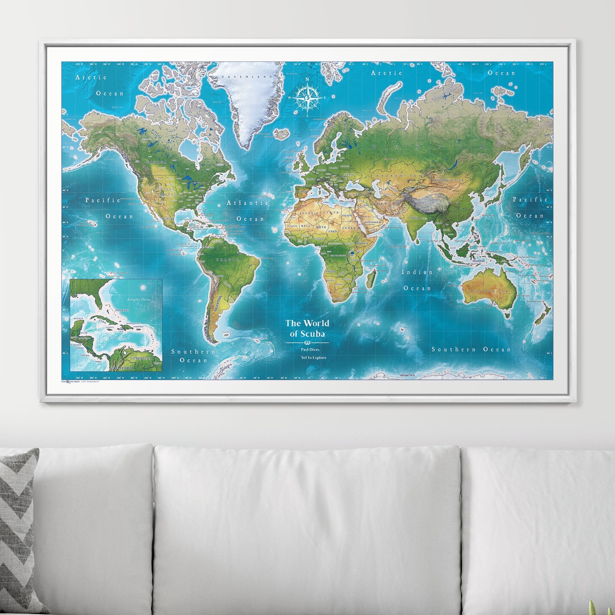 Push Pin Scuba World Map (Pin Board) - Archipelago CM Pin Board