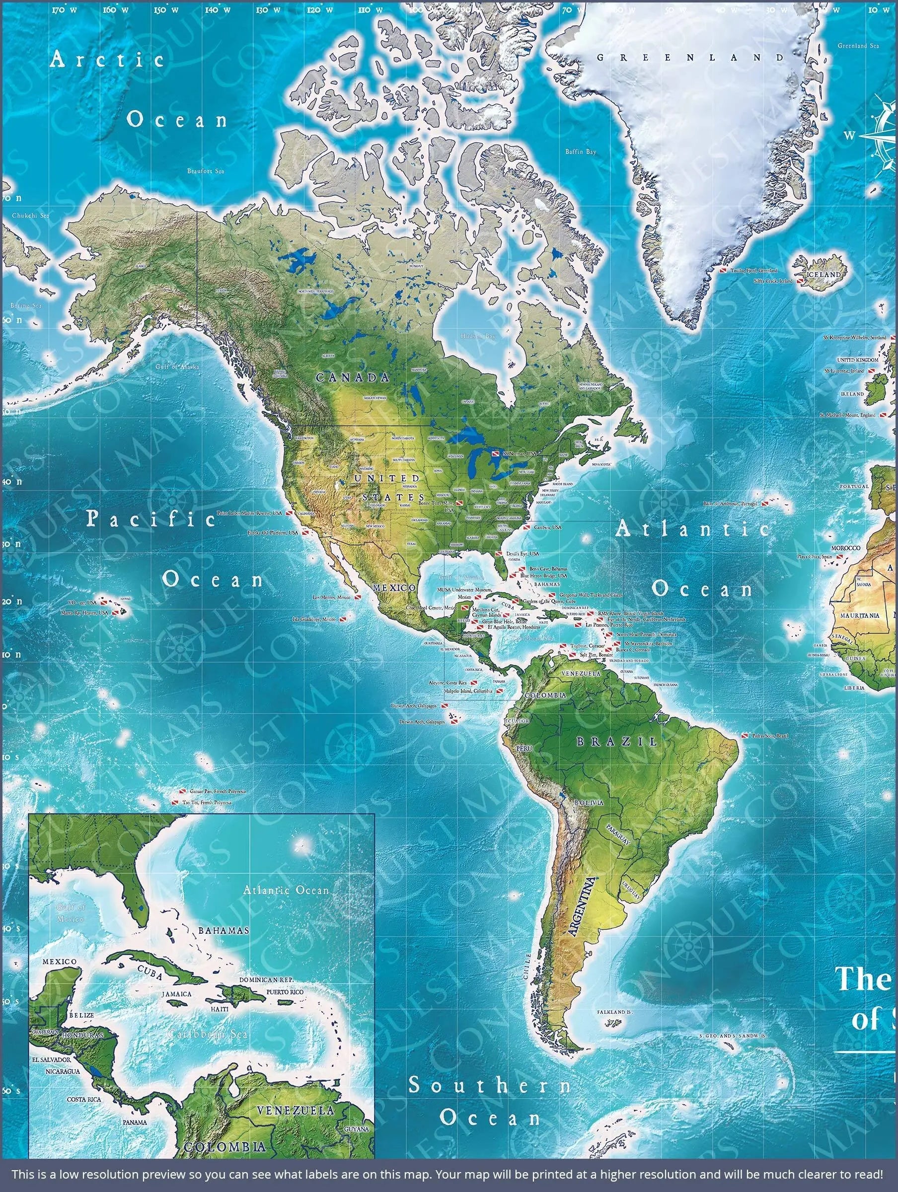 Push Pin Scuba World Map (Pin Board) - Archipelago CM Pin Board