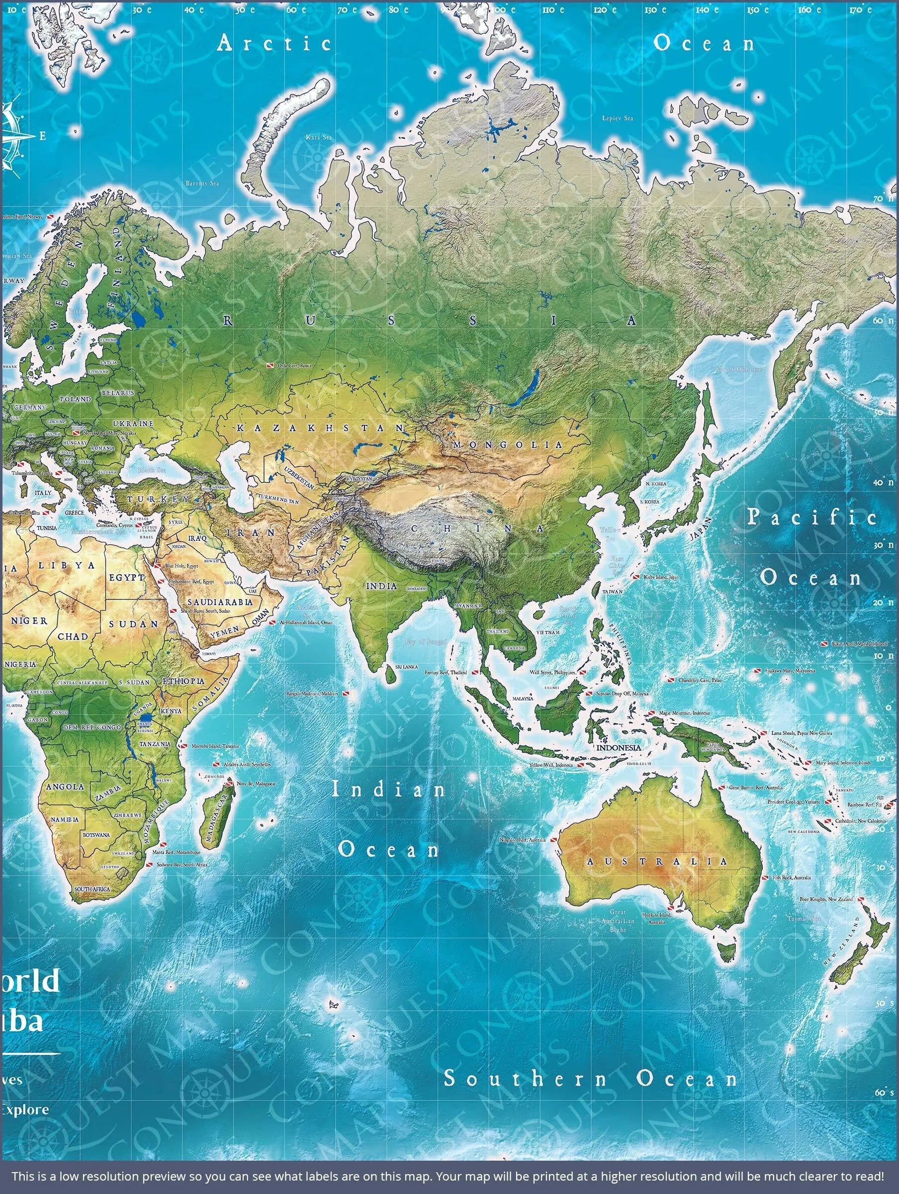 Push Pin Scuba World Map (Pin Board) - Archipelago CM Pin Board