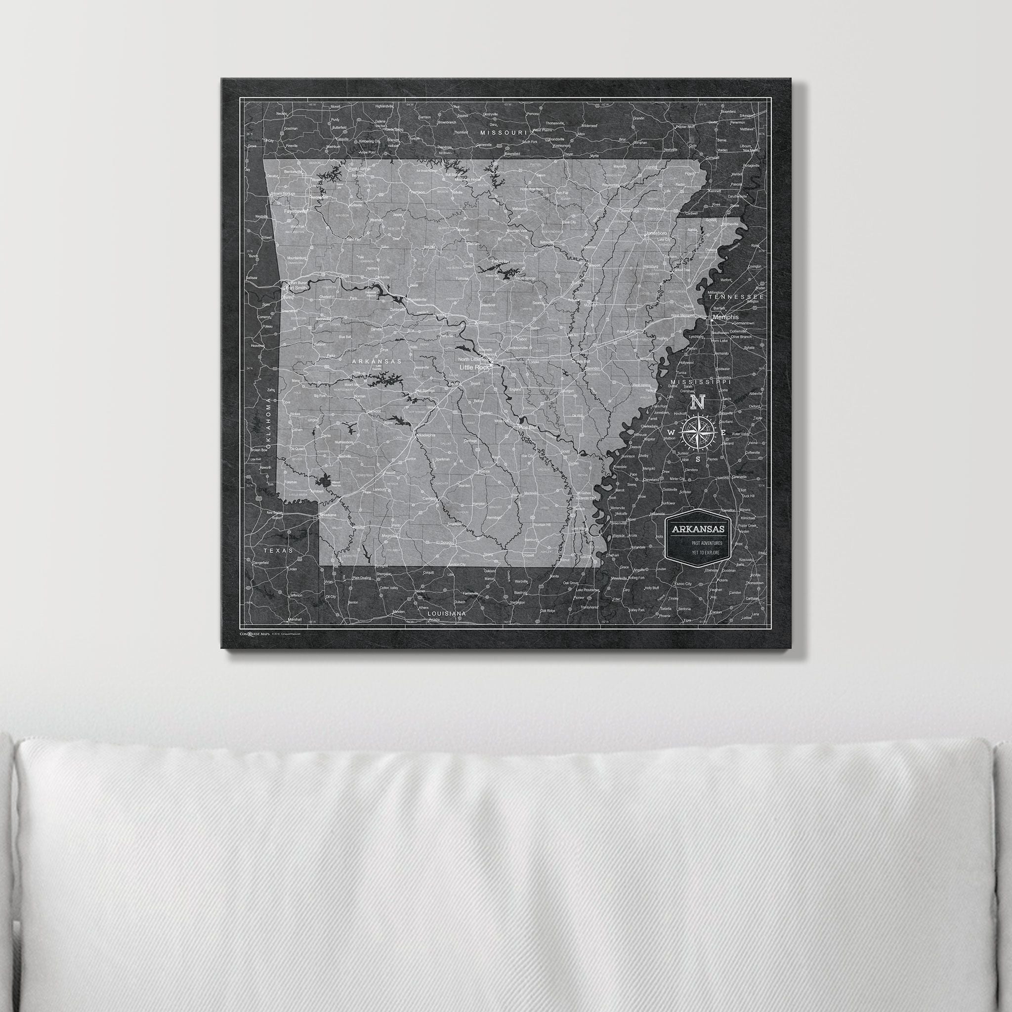 Push Pin Arkansas Map (Pin Board) - Modern Slate CM Pin Board