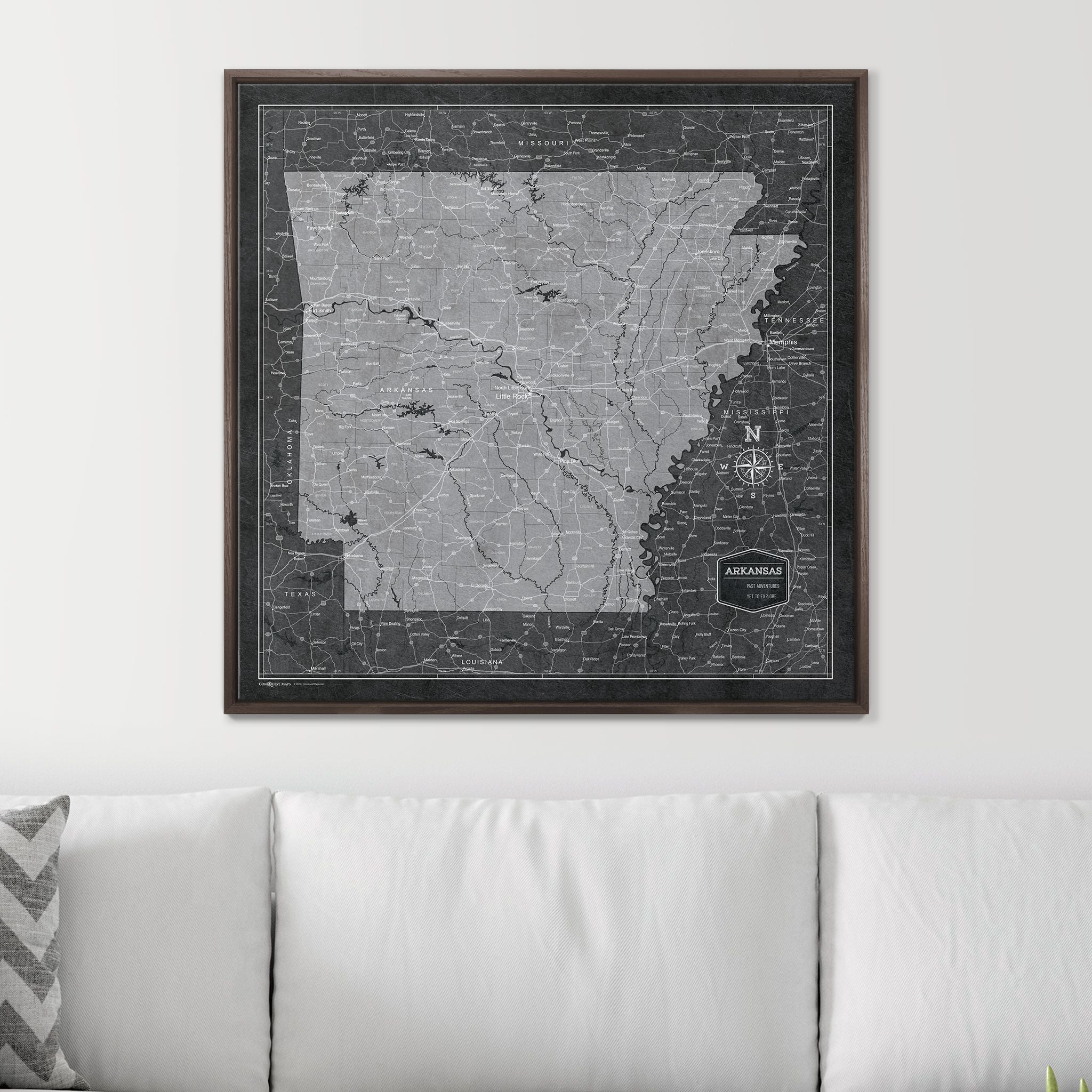 Push Pin Arkansas Map (Pin Board) - Modern Slate CM Pin Board