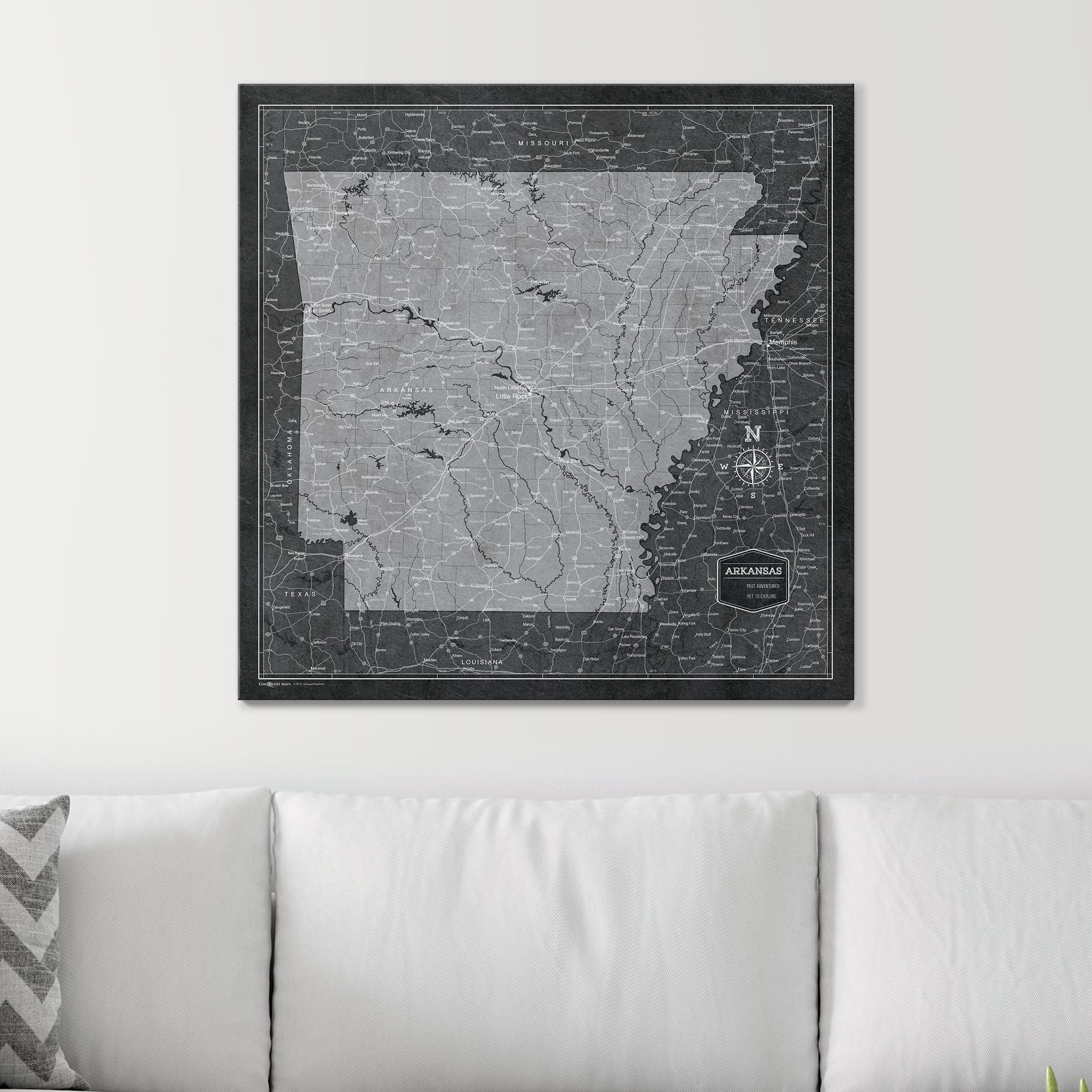 Push Pin Arkansas Map (Pin Board) - Modern Slate CM Pin Board