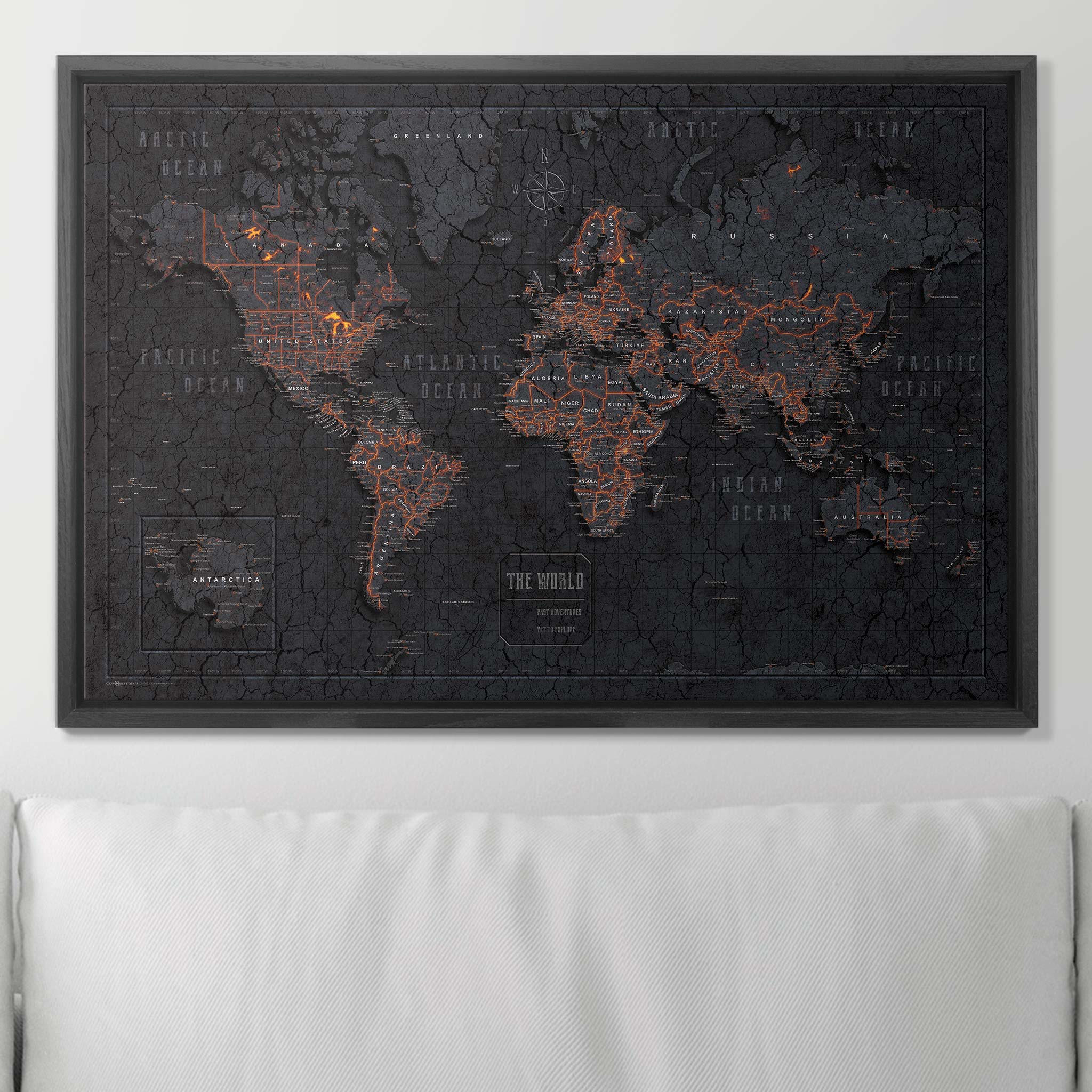 Push Pin World Map (Pin Board) - Obsidian Inferno CM Pin Board