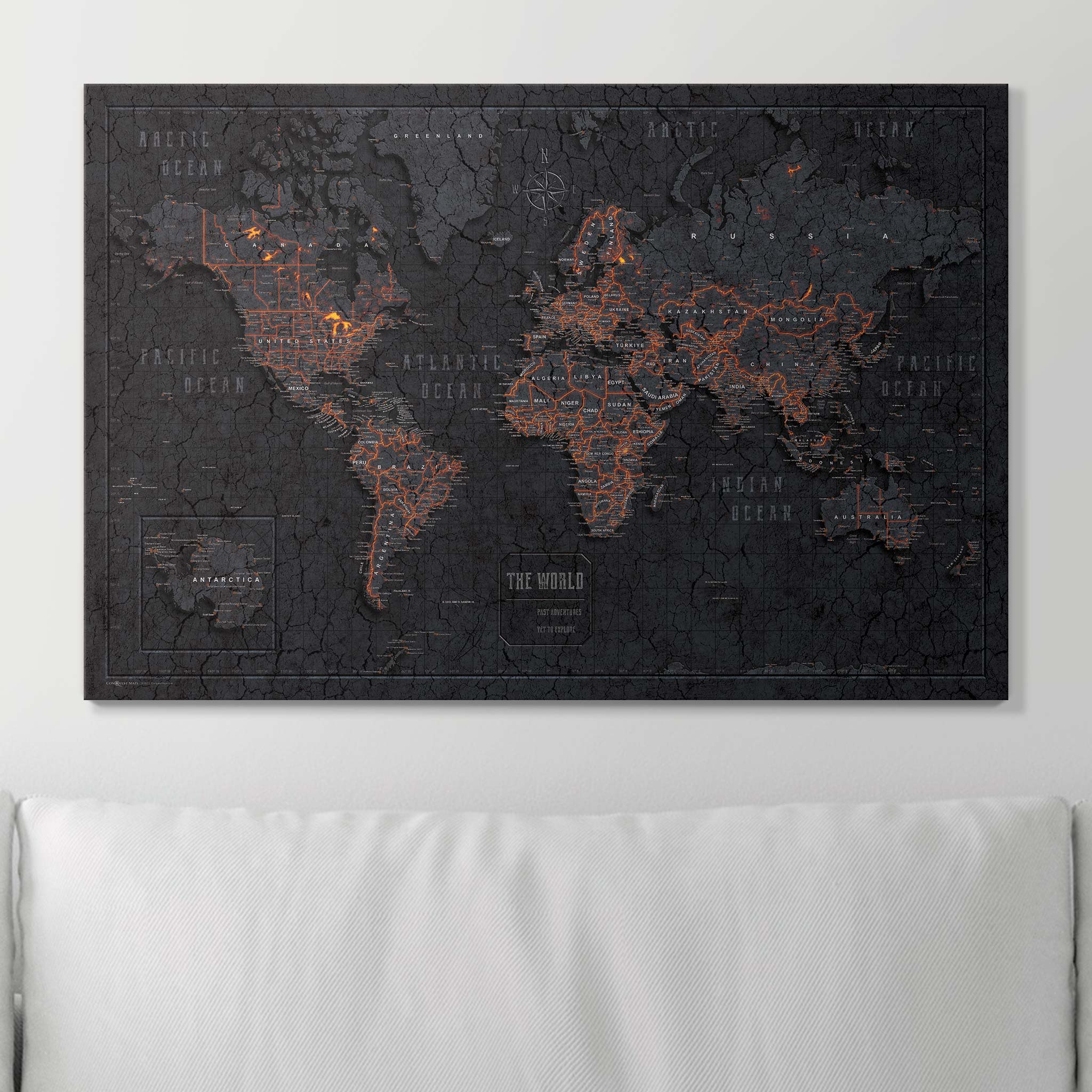 Push Pin World Map (Pin Board) - Obsidian Inferno CM Pin Board