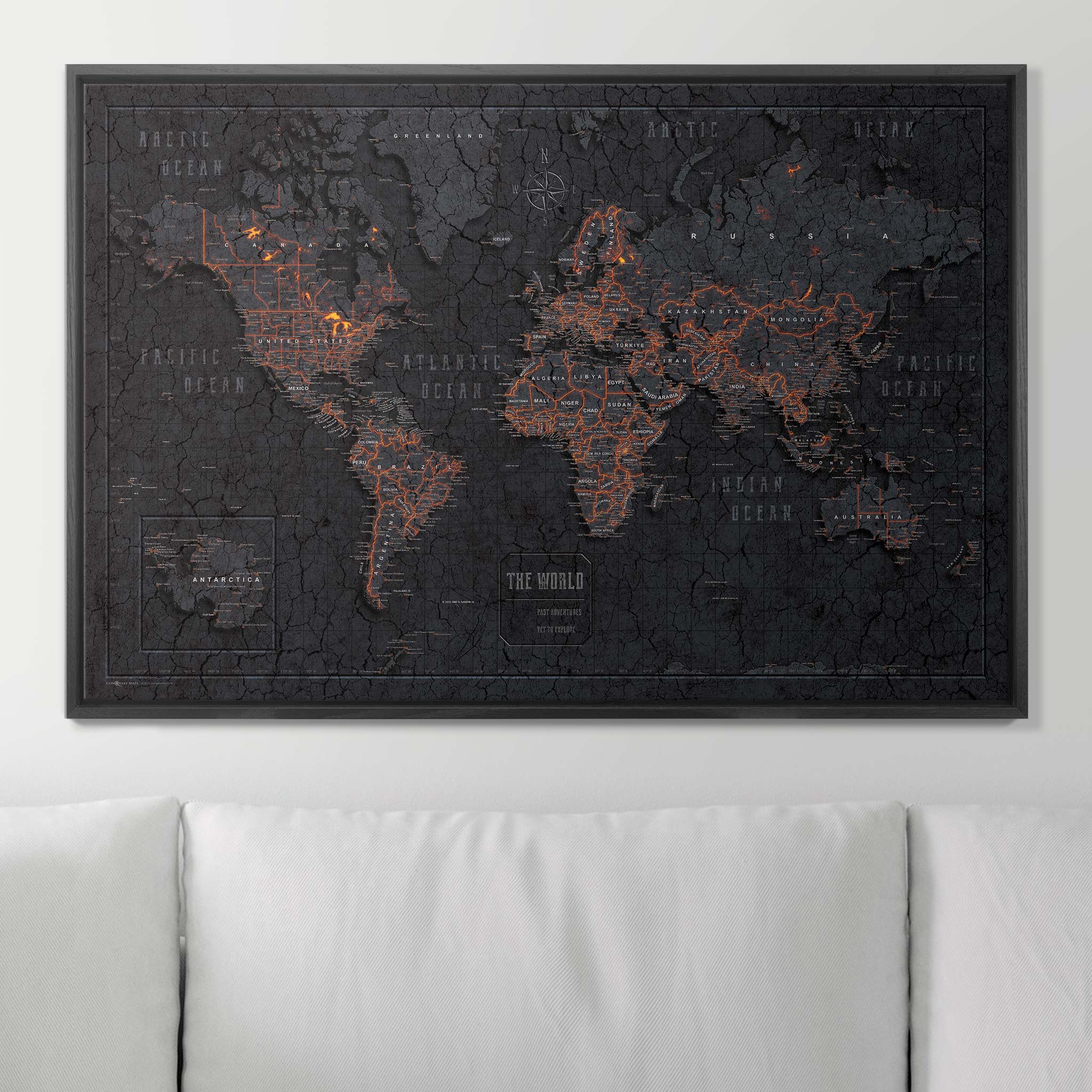 Push Pin World Map (Pin Board) - Obsidian Inferno CM Pin Board