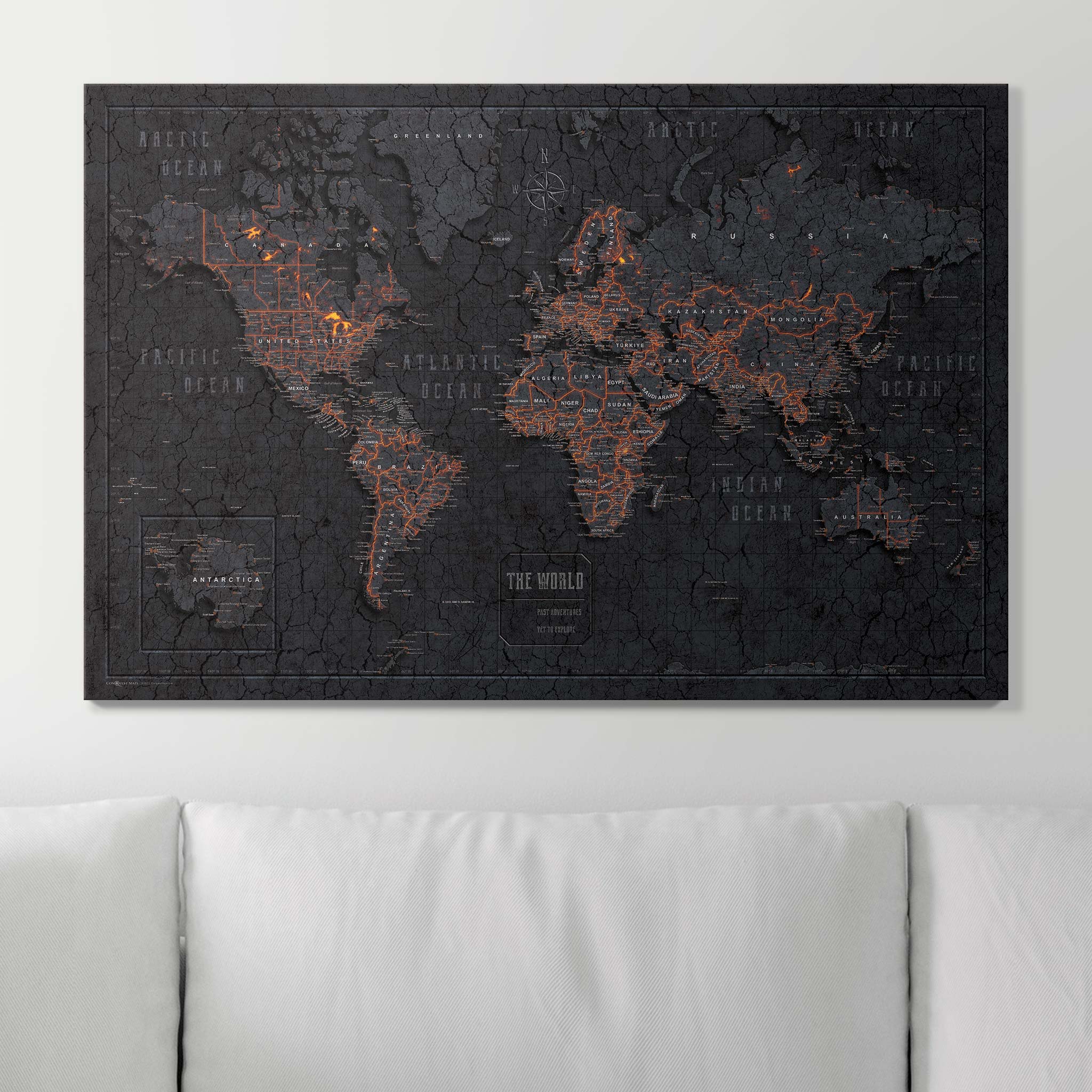 Push Pin World Map (Pin Board) - Obsidian Inferno CM Pin Board