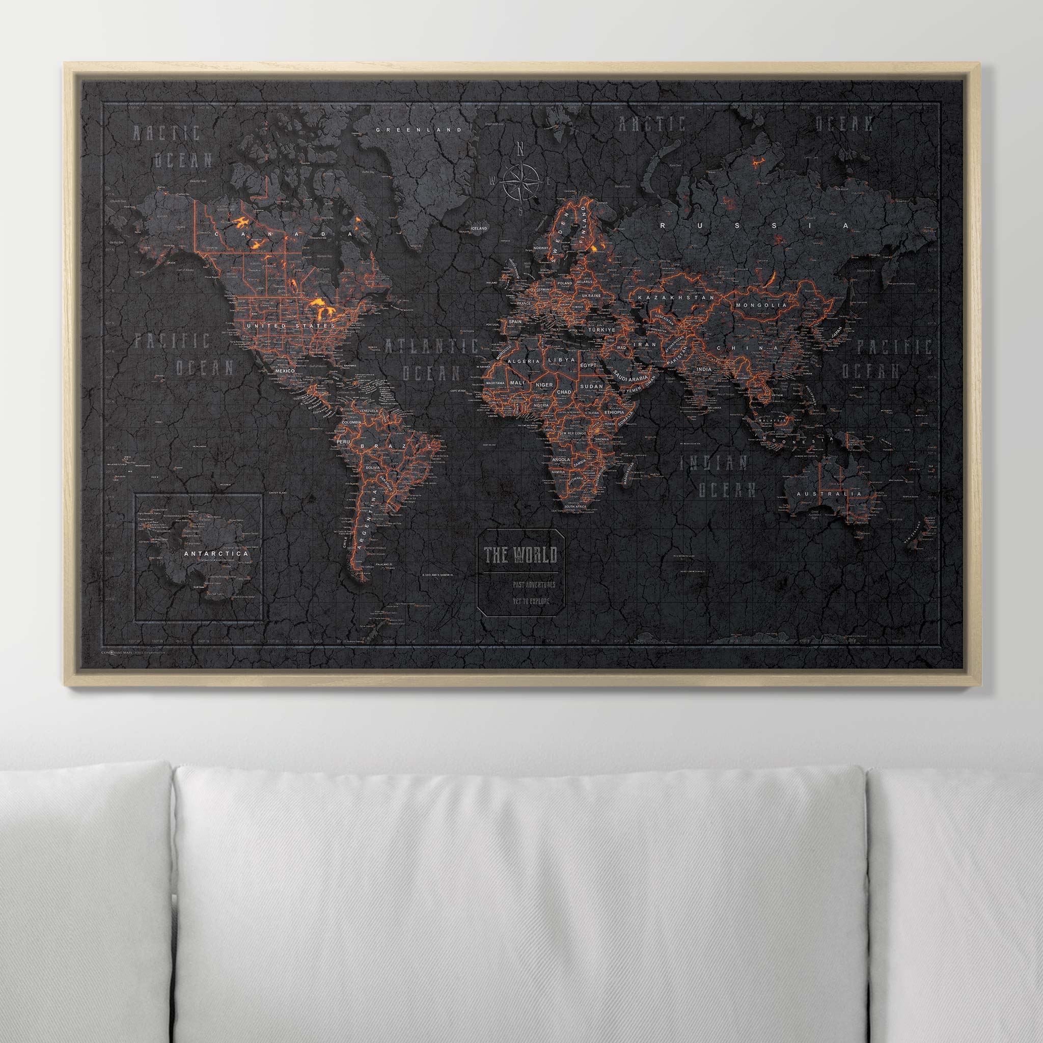 Push Pin World Map (Pin Board) - Obsidian Inferno CM Pin Board