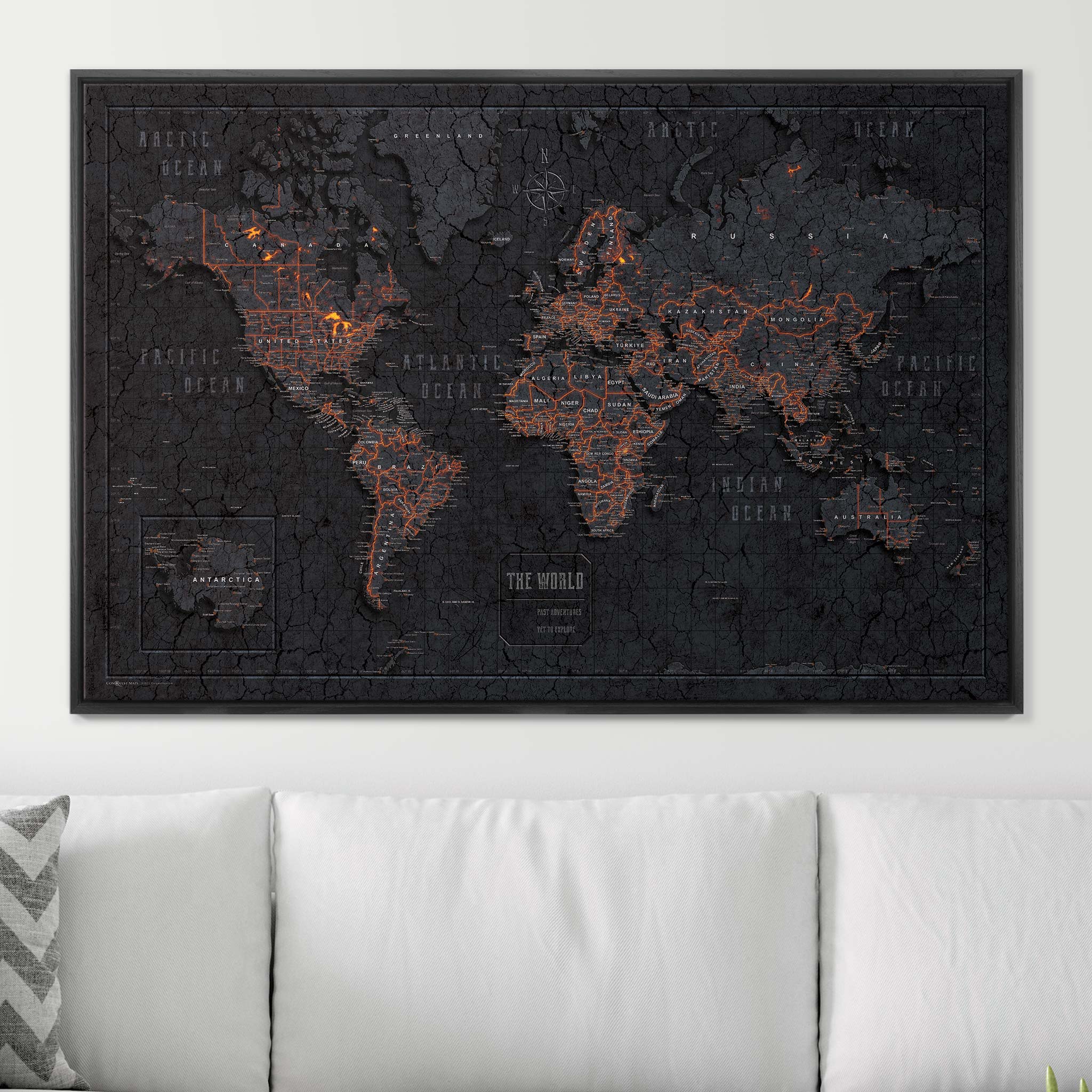 Push Pin World Map (Pin Board) - Obsidian Inferno CM Pin Board