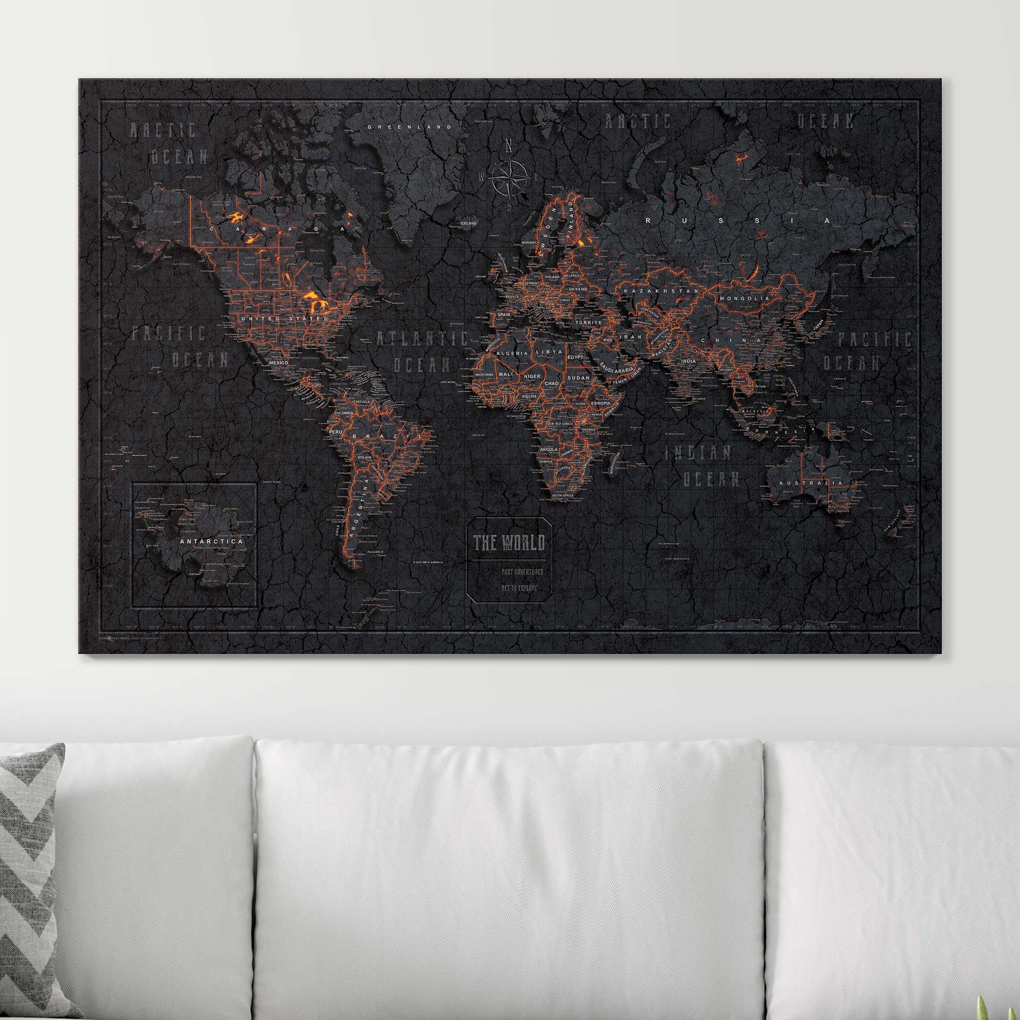 Push Pin World Map (Pin Board) - Obsidian Inferno CM Pin Board