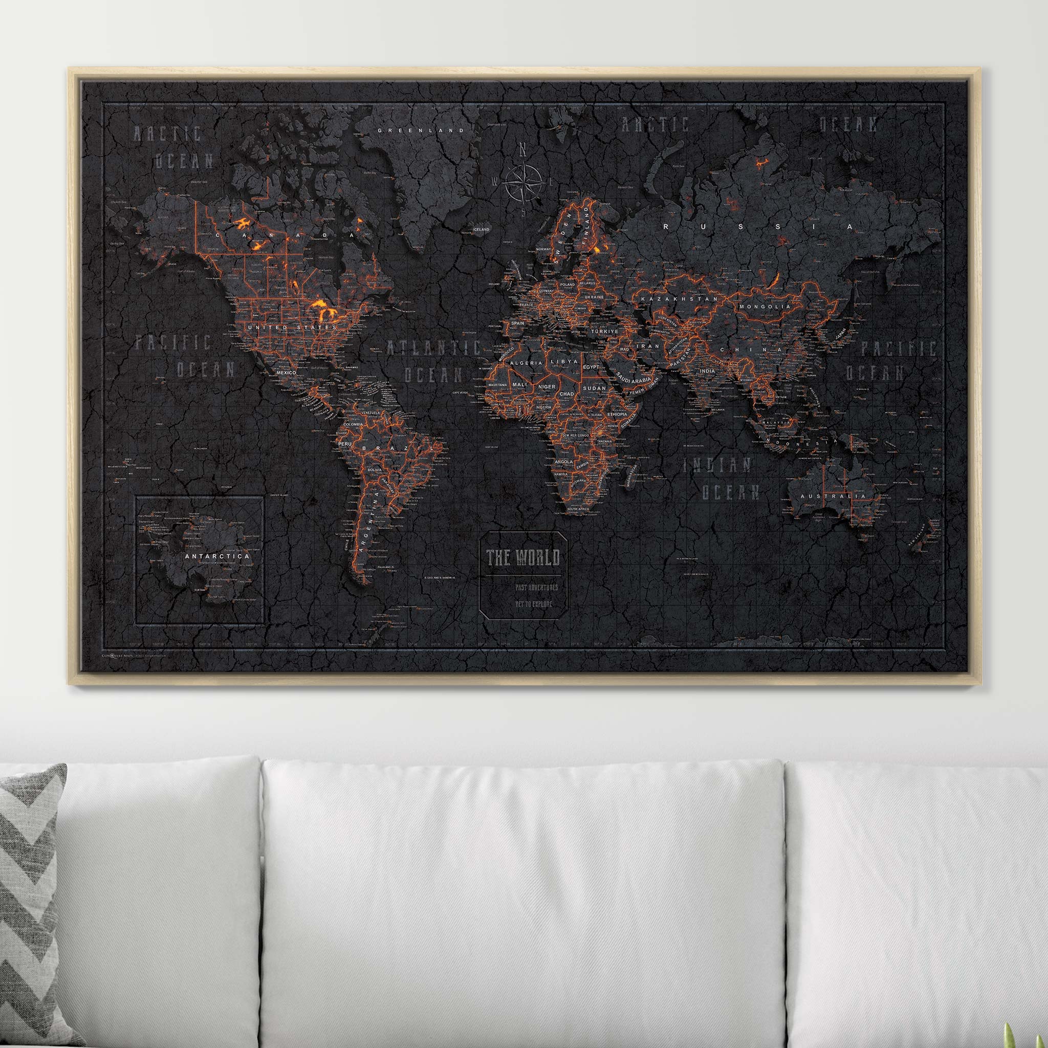 Push Pin World Map (Pin Board) - Obsidian Inferno CM Pin Board