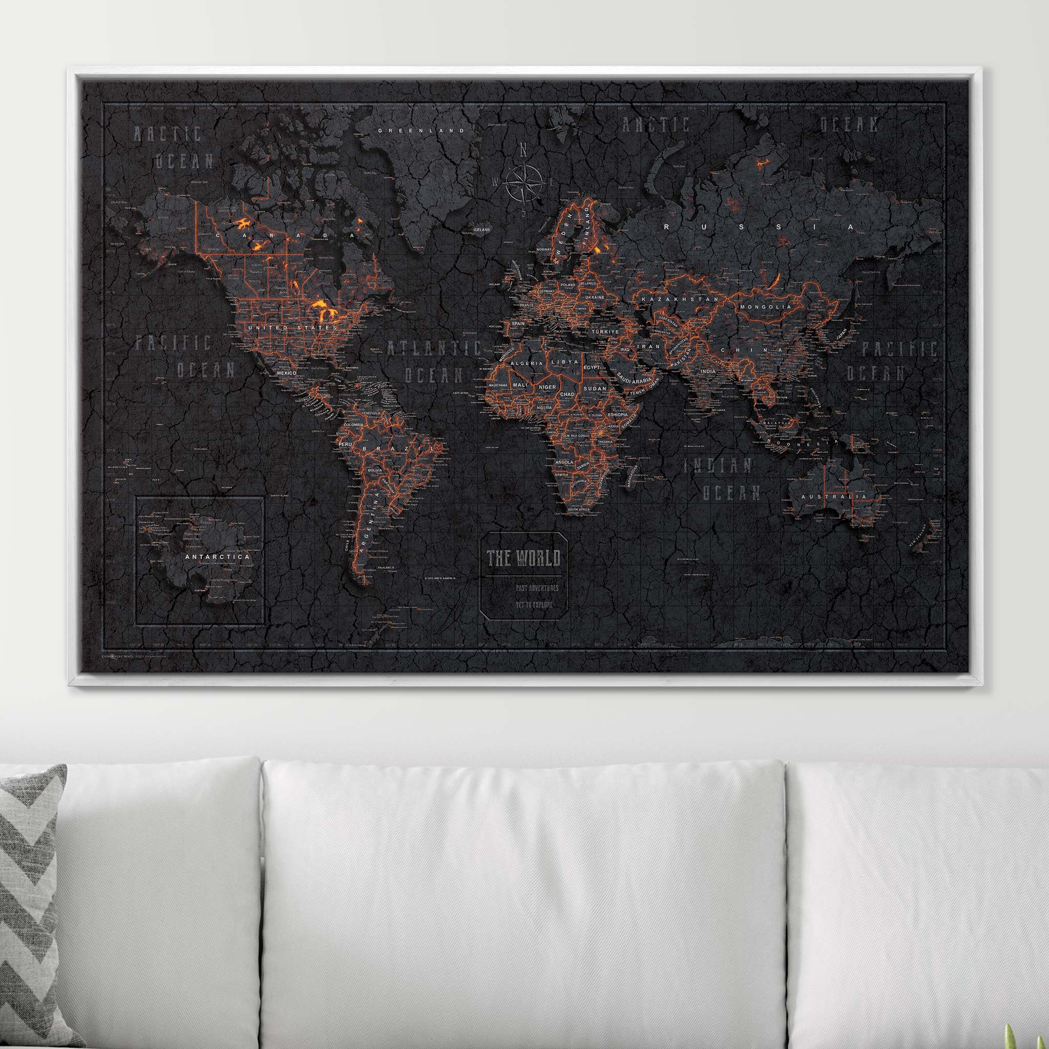 Push Pin World Map (Pin Board) - Obsidian Inferno CM Pin Board