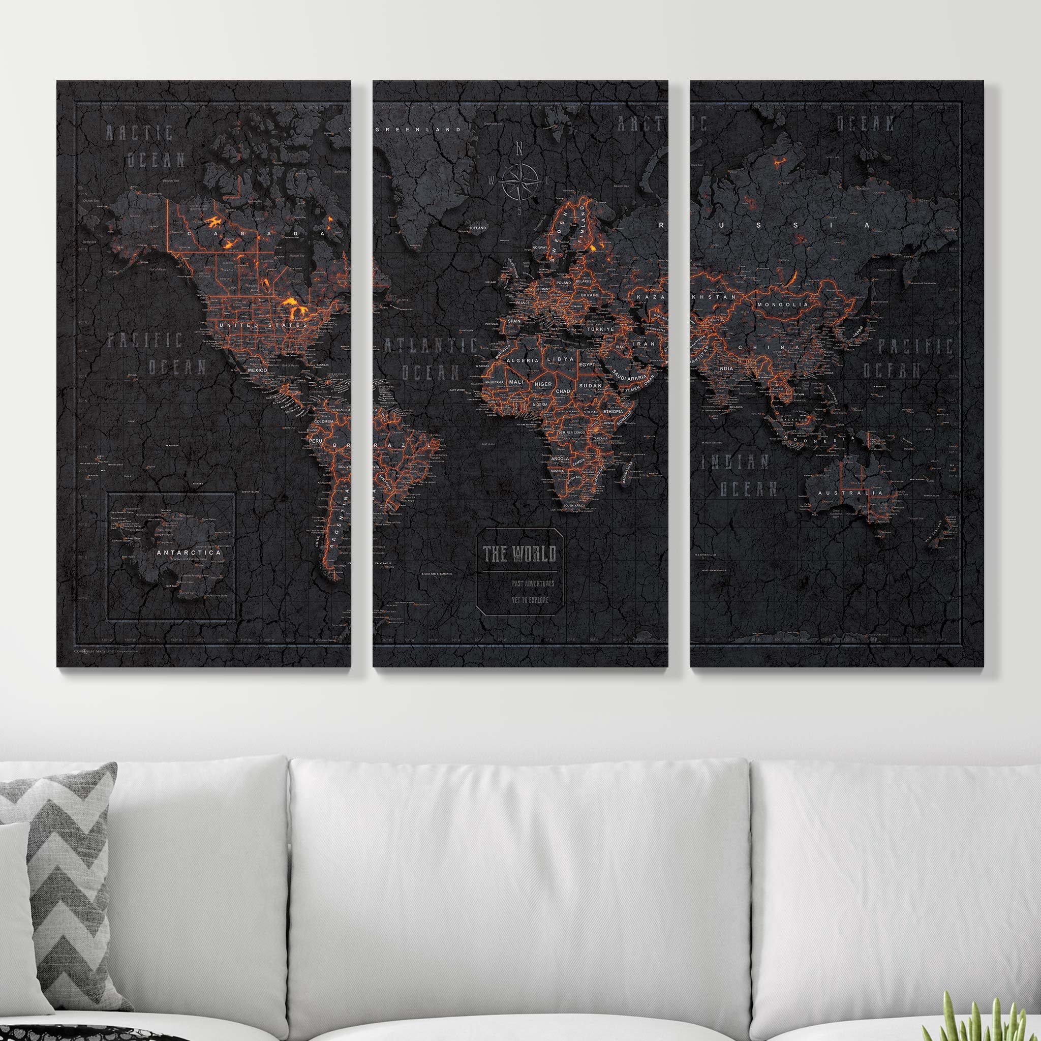 Push Pin World Map (Pin Board) - Obsidian Inferno CM Pin Board