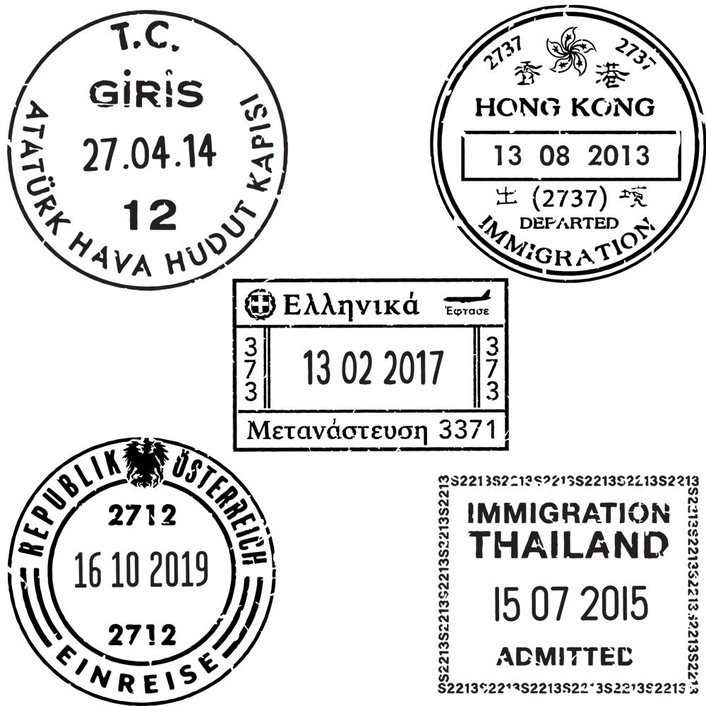 Passport Stamp Wall Decal Set - Generic Conquest Maps LLC