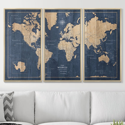 Push Pin World Map (Pin Board) - Deep-Sea Drift