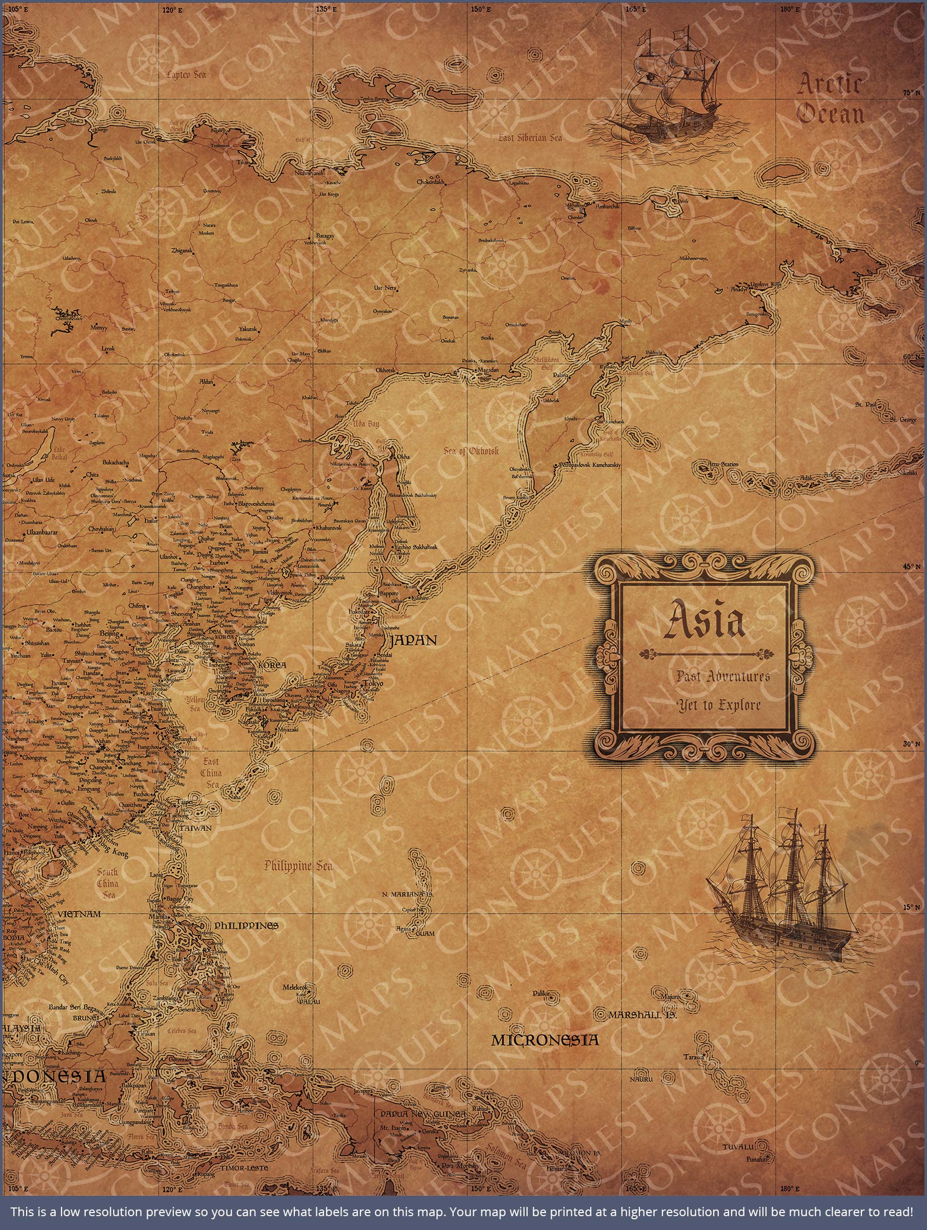 Asia Map Poster - Golden Aged CM Poster