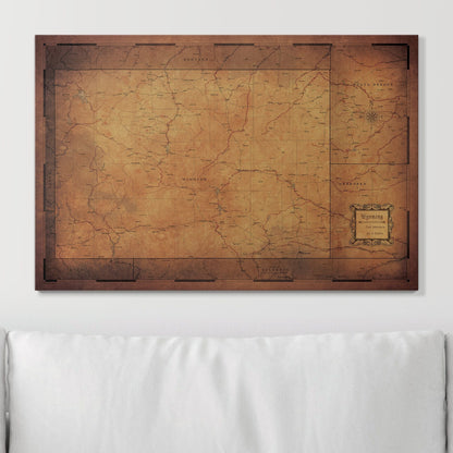 Push Pin Wyoming Map (Pin Board) - Golden Aged CM Pin Board
