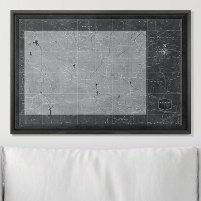 Push Pin Wyoming Map (Pin Board) - Modern Slate CM Pin Board