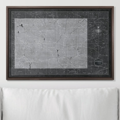 Push Pin Wyoming Map (Pin Board) - Modern Slate CM Pin Board