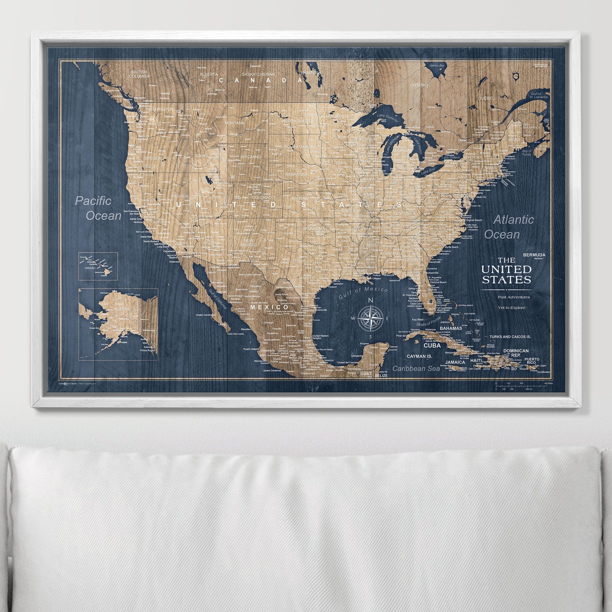 Push Pin USA Map (Pin Board) - Deep-Sea Drift CM Pin Board