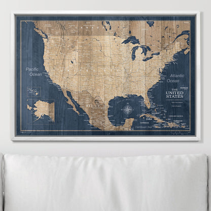 Push Pin USA Map (Pin Board) - Deep-Sea Drift CM Pin Board