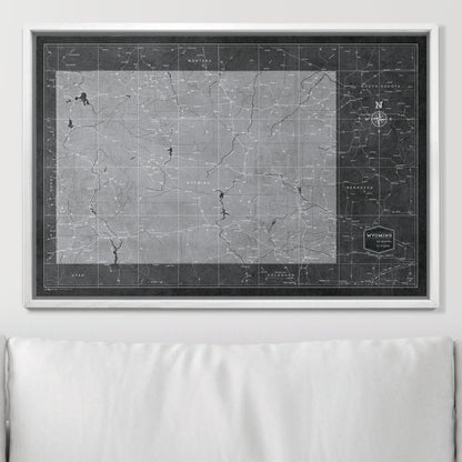 Push Pin Wyoming Map (Pin Board) - Modern Slate CM Pin Board
