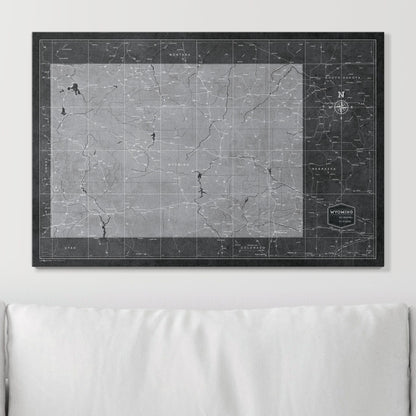 Push Pin Wyoming Map (Pin Board) - Modern Slate CM Pin Board