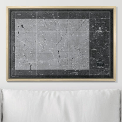 Push Pin Wyoming Map (Pin Board) - Modern Slate CM Pin Board