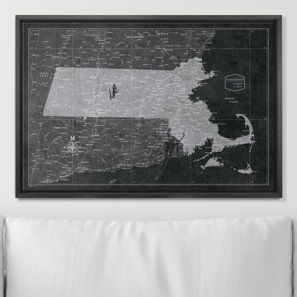 Push Pin Massachusetts Map (Pin Board) - Modern Slate CM Pin Board