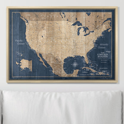 Push Pin USA Map (Pin Board) - Deep-Sea Drift CM Pin Board