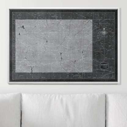 Push Pin Wyoming Map (Pin Board) - Modern Slate CM Pin Board
