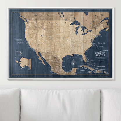 Push Pin USA Map (Pin Board) - Deep-Sea Drift CM Pin Board