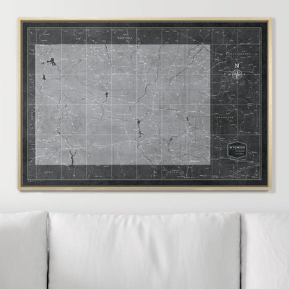 Push Pin Wyoming Map (Pin Board) - Modern Slate CM Pin Board