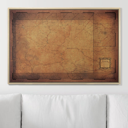 Push Pin Wyoming Map (Pin Board) - Golden Aged CM Pin Board