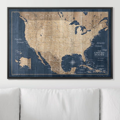 Push Pin USA Map (Pin Board) - Deep-Sea Drift CM Pin Board