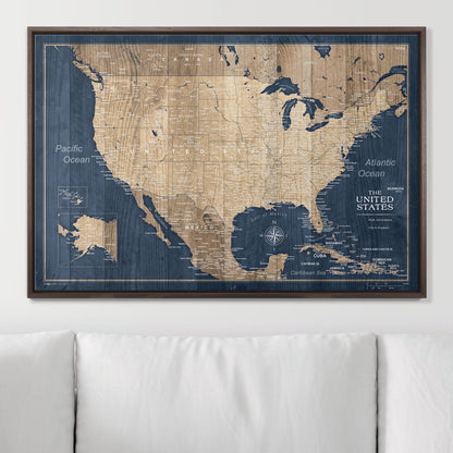 Push Pin USA Map (Pin Board) - Deep-Sea Drift CM Pin Board