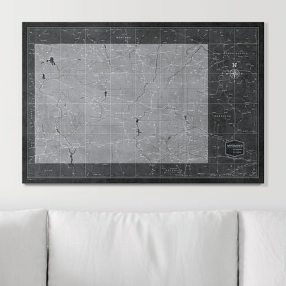Push Pin Wyoming Map (Pin Board) - Modern Slate CM Pin Board