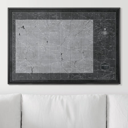 Push Pin Wyoming Map (Pin Board) - Modern Slate CM Pin Board