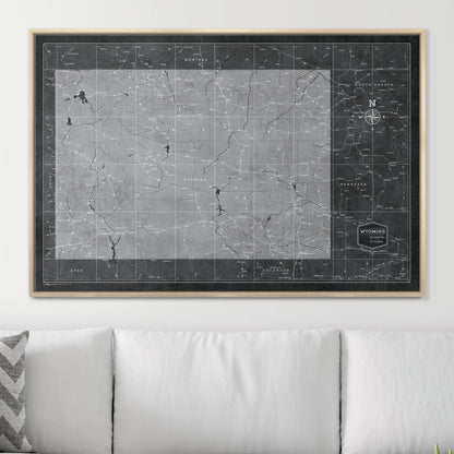 Push Pin Wyoming Map (Pin Board) - Modern Slate CM Pin Board