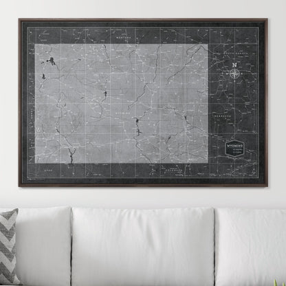Push Pin Wyoming Map (Pin Board) - Modern Slate CM Pin Board