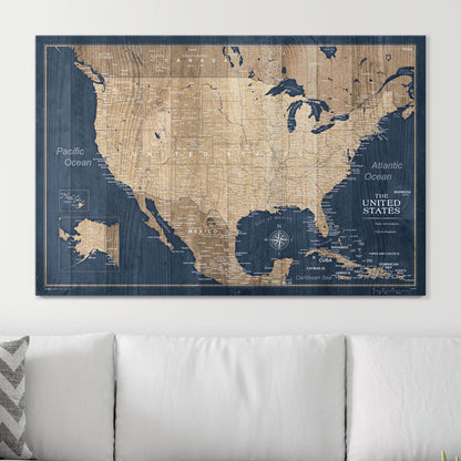 Push Pin USA Map (Pin Board) - Deep-Sea Drift CM Pin Board