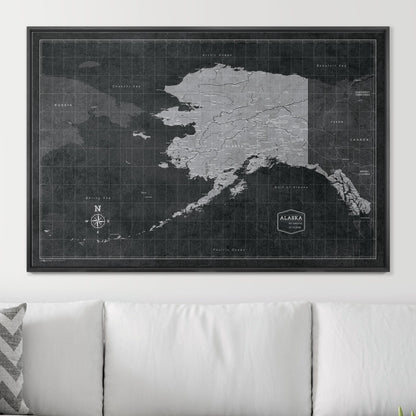 Push Pin Alaska Map (Pin Board) - Modern Slate CM Pin Board