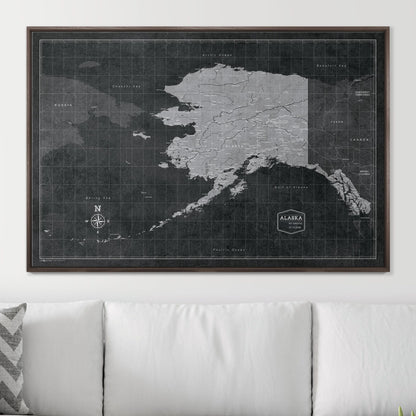 Push Pin Alaska Map (Pin Board) - Modern Slate CM Pin Board