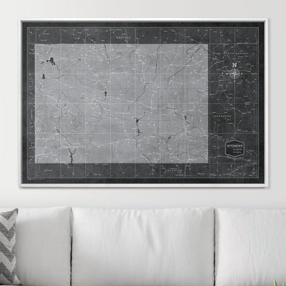 Push Pin Wyoming Map (Pin Board) - Modern Slate CM Pin Board