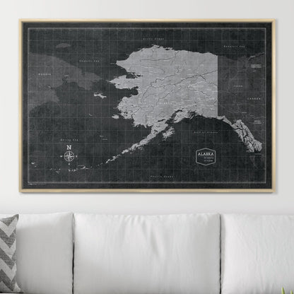 Push Pin Alaska Map (Pin Board) - Modern Slate CM Pin Board