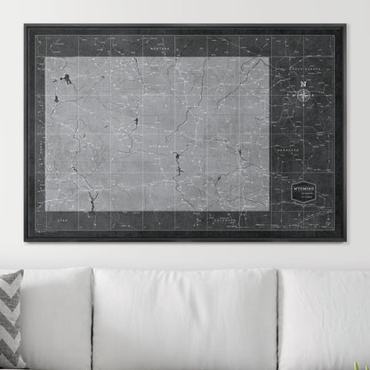 Push Pin Wyoming Map (Pin Board) - Modern Slate CM Pin Board